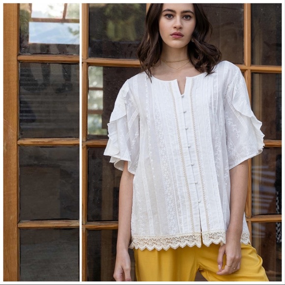 POL Touch of Lace Feminine Woven Top - Picture 7 of 9